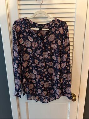 Lucky Brand Navy Floral Long-Sleeve Blouse